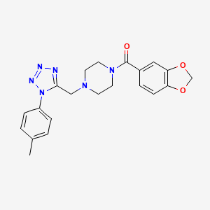 molecular formula C21H22N6O3 B2629332 benzo[d][1,3]dioxol-5-yl(4-((1-(p-tolyl)-1H-tetrazol-5-yl)methyl)piperazin-1-yl)methanone CAS No. 1049486-16-9