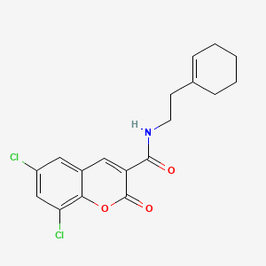 molecular formula C18H17Cl2NO3 B2629337 6,8-dichloro-N-[2-(cyclohex-1-en-1-yl)ethyl]-2-oxo-2H-chromene-3-carboxamide CAS No. 326884-08-6