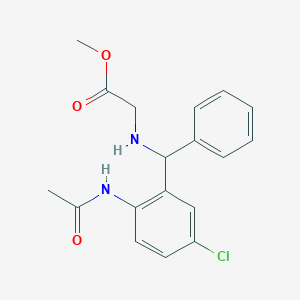 molecular formula C18H19ClN2O3 B2629339 Methyl 2-(((2-acetamido-5-chlorophenyl)(phenyl)methyl)amino)acetate CAS No. 333306-47-1