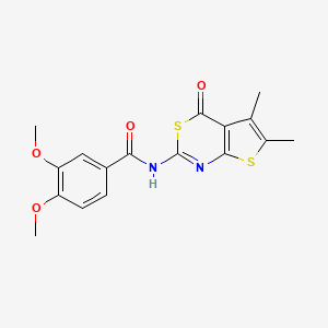 molecular formula C17H16N2O4S2 B2629367 N-(5,6-dimethyl-4-oxo-4H-thieno[2,3-d][1,3]thiazin-2-yl)-3,4-dimethoxybenzamide CAS No. 883276-13-9