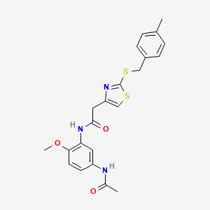 N-(5-acetamido-2-methoxyphenyl)-2-(2-((4-methylbenzyl)thio)thiazol-4-yl)acetamide