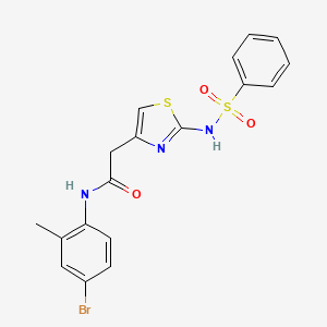 molecular formula C18H16BrN3O3S2 B2629373 N-(4-bromo-2-methylphenyl)-2-(2-(phenylsulfonamido)thiazol-4-yl)acetamide CAS No. 922055-15-0
