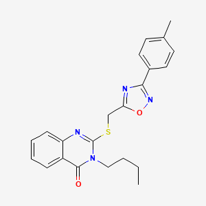 molecular formula C22H22N4O2S B2629374 3-butyl-2-(((3-(p-tolyl)-1,2,4-oxadiazol-5-yl)methyl)thio)quinazolin-4(3H)-one CAS No. 939000-64-3
