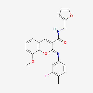 (2Z)-2-[(3-fluoro-4-methylphenyl)imino]-N-(furan-2-ylmethyl)-8-methoxy-2H-chromene-3-carboxamide