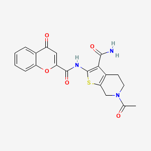 molecular formula C20H17N3O5S B2629380 6-acetyl-2-(4-oxo-4H-chromene-2-carboxamido)-4,5,6,7-tetrahydrothieno[2,3-c]pyridine-3-carboxamide CAS No. 864927-77-5