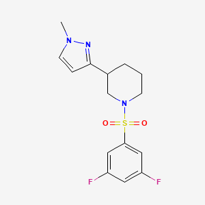 molecular formula C15H17F2N3O2S B2629389 1-((3,5-difluorophenyl)sulfonyl)-3-(1-methyl-1H-pyrazol-3-yl)piperidine CAS No. 2200472-58-6