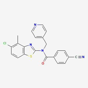 molecular formula C22H15ClN4OS B2629392 N-(5-chloro-4-methyl-1,3-benzothiazol-2-yl)-4-cyano-N-[(pyridin-4-yl)methyl]benzamide CAS No. 923678-61-9
