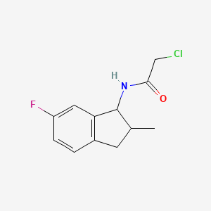 molecular formula C12H13ClFNO B2629401 2-Chloro-N-(6-fluoro-2-methyl-2,3-dihydro-1H-inden-1-yl)acetamide CAS No. 2411262-00-3