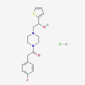 2-(4-Fluorophenyl)-1-(4-(2-hydroxy-2-(thiophen-2-yl)ethyl)piperazin-1-yl)ethanone hydrochloride