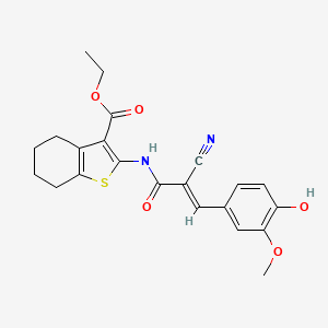 (E)-ethyl 2-(2-cyano-3-(4-hydroxy-3-methoxyphenyl)acrylamido)-4,5,6,7-tetrahydrobenzo[b]thiophene-3-carboxylate