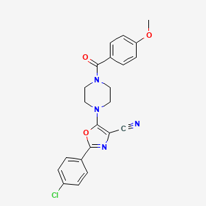 2-(4-Chlorophenyl)-5-(4-(4-methoxybenzoyl)piperazin-1-yl)oxazole-4-carbonitrile