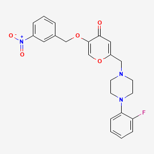 molecular formula C23H22FN3O5 B2629431 2-((4-(2-fluorophenyl)piperazin-1-yl)methyl)-5-((3-nitrobenzyl)oxy)-4H-pyran-4-one CAS No. 898418-33-2
