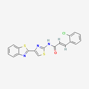 molecular formula C19H12ClN3OS2 B2629486 (E)-N-(4-(benzo[d]thiazol-2-yl)thiazol-2-yl)-3-(2-chlorophenyl)acrylamide CAS No. 477486-66-1