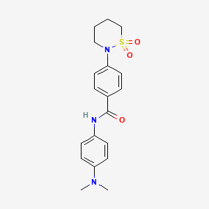 molecular formula C19H23N3O3S B2629493 N-(4-(dimethylamino)phenyl)-4-(1,1-dioxido-1,2-thiazinan-2-yl)benzamide CAS No. 899756-89-9