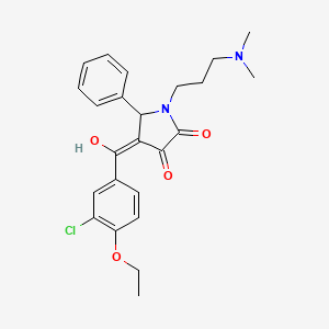 molecular formula C24H27ClN2O4 B2629494 4-(3-chloro-4-ethoxybenzoyl)-1-(3-(dimethylamino)propyl)-3-hydroxy-5-phenyl-1H-pyrrol-2(5H)-one CAS No. 636988-65-3