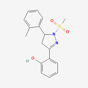 molecular formula C17H18N2O3S B2629514 2-(1-(methylsulfonyl)-5-(o-tolyl)-4,5-dihydro-1H-pyrazol-3-yl)phenol CAS No. 1007820-45-2