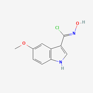 molecular formula C10H9ClN2O2 B2629521 (3Z)-N-Hydroxy-5-methoxy-1H-indole-3-carboximidoyl chloride CAS No. 1261024-47-8