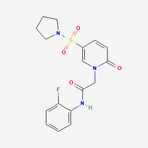 molecular formula C17H18FN3O4S B2629542 N-(2-fluorophenyl)-2-(2-oxo-5-(pyrrolidin-1-ylsulfonyl)pyridin-1(2H)-yl)acetamide CAS No. 923735-18-6