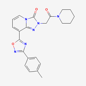 molecular formula C22H22N6O3 B2629558 8-[3-(4-methylphenyl)-1,2,4-oxadiazol-5-yl]-2-[2-oxo-2-(piperidin-1-yl)ethyl]-2H,3H-[1,2,4]triazolo[4,3-a]pyridin-3-one CAS No. 1260986-05-7