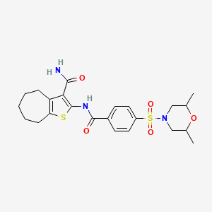 2-(4-((2,6-dimethylmorpholino)sulfonyl)benzamido)-5,6,7,8-tetrahydro-4H-cyclohepta[b]thiophene-3-carboxamide