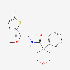 molecular formula C20H25NO3S B2629573 N-[2-METHOXY-2-(5-METHYLTHIOPHEN-2-YL)ETHYL]-4-PHENYLOXANE-4-CARBOXAMIDE CAS No. 1797352-40-9