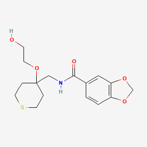 N-((4-(2-hydroxyethoxy)tetrahydro-2H-thiopyran-4-yl)methyl)benzo[d][1,3]dioxole-5-carboxamide