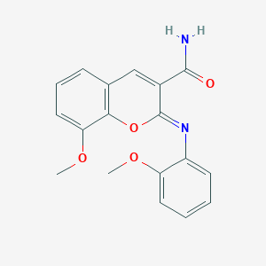 (2Z)-8-methoxy-2-[(2-methoxyphenyl)imino]-2H-chromene-3-carboxamide