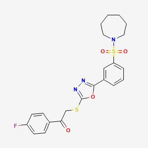 2-((5-(3-(Azepan-1-ylsulfonyl)phenyl)-1,3,4-oxadiazol-2-yl)thio)-1-(4-fluorophenyl)ethanone