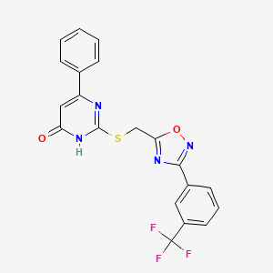 6-Phenyl-2-[({3-[3-(trifluoromethyl)phenyl]-1,2,4-oxadiazol-5-yl}methyl)sulfanyl]-4-pyrimidinol