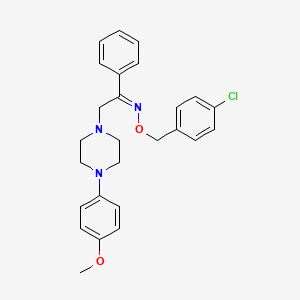 molecular formula C26H28ClN3O2 B2629594 2-[4-(4-methoxyphenyl)piperazino]-1-phenyl-1-ethanone O-(4-chlorobenzyl)oxime CAS No. 338396-69-3