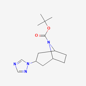 molecular formula C14H22N4O2 B2629596 tert-butyl 3-(1H-1,2,4-triazol-1-yl)-8-azabicyclo[3.2.1]octane-8-carboxylate CAS No. 2034207-32-2