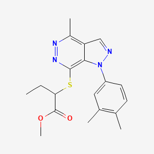 molecular formula C19H22N4O2S B2629597 methyl 2-((1-(3,4-dimethylphenyl)-4-methyl-1H-pyrazolo[3,4-d]pyridazin-7-yl)thio)butanoate CAS No. 1105238-22-9