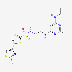 N-(2-((6-(ethylamino)-2-methylpyrimidin-4-yl)amino)ethyl)-5-(2-methylthiazol-4-yl)thiophene-2-sulfonamide