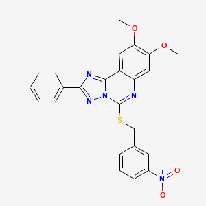 molecular formula C24H19N5O4S B2629618 8,9-DIMETHOXY-5-{[(3-NITROPHENYL)METHYL]SULFANYL}-2-PHENYL-[1,2,4]TRIAZOLO[1,5-C]QUINAZOLINE CAS No. 901736-15-0