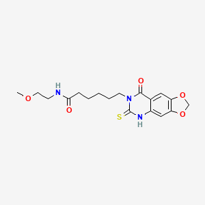 molecular formula C18H23N3O5S B2629625 N-(2-methoxyethyl)-6-(8-oxo-6-thioxo-5,6-dihydro-[1,3]dioxolo[4,5-g]quinazolin-7(8H)-yl)hexanamide CAS No. 688053-45-4