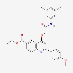 molecular formula C29H28N2O5 B2629628 ethyl 4-{[(3,5-dimethylphenyl)carbamoyl]methoxy}-2-(4-methoxyphenyl)quinoline-6-carboxylate CAS No. 1114835-23-2
