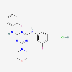 molecular formula C19H19ClF2N6O B2629631 N2-(2-FLUOROPHENYL)-N4-(3-FLUOROPHENYL)-6-(MORPHOLIN-4-YL)-1,3,5-TRIAZINE-2,4-DIAMINE HYDROCHLORIDE CAS No. 1179435-54-1
