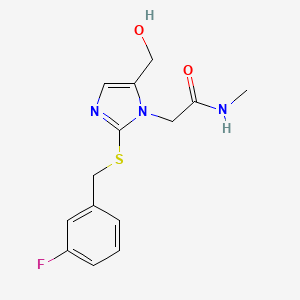 2-(2-((3-fluorobenzyl)thio)-5-(hydroxymethyl)-1H-imidazol-1-yl)-N-methylacetamide