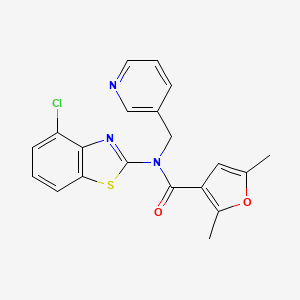 molecular formula C20H16ClN3O2S B2629635 N-(4-chlorobenzo[d]thiazol-2-yl)-2,5-dimethyl-N-(pyridin-3-ylmethyl)furan-3-carboxamide CAS No. 1172453-38-1