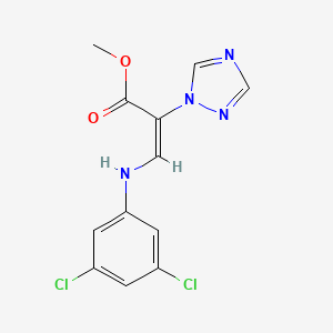 molecular formula C12H10Cl2N4O2 B2629647 methyl (2E)-3-[(3,5-dichlorophenyl)amino]-2-(1H-1,2,4-triazol-1-yl)prop-2-enoate CAS No. 383148-45-6