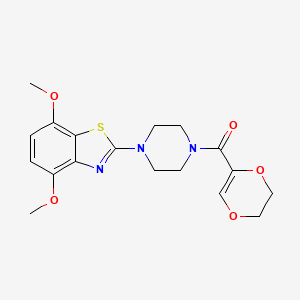 molecular formula C18H21N3O5S B2629652 2-[4-(5,6-dihydro-1,4-dioxine-2-carbonyl)piperazin-1-yl]-4,7-dimethoxy-1,3-benzothiazole CAS No. 897486-14-5