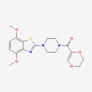 molecular formula C18H21N3O5S B2629652 (5,6-Dihydro-1,4-dioxin-2-yl)(4-(4,7-dimethoxybenzo[d]thiazol-2-yl)piperazin-1-yl)methanone CAS No. 897486-14-5