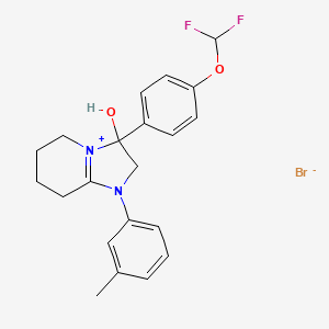 3-(4-(Difluoromethoxy)phenyl)-3-hydroxy-1-(m-tolyl)-2,3,5,6,7,8-hexahydroimidazo[1,2-a]pyridin-1-ium bromide
