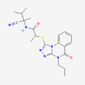 molecular formula C21H26N6O2S B2629656 N-(2-cyano-3-methylbutan-2-yl)-2-[(5-oxo-4-propyl-[1,2,4]triazolo[4,3-a]quinazolin-1-yl)sulfanyl]propanamide CAS No. 1111564-66-9