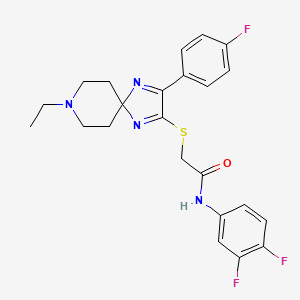 N-(3,4-difluorophenyl)-2-((8-ethyl-3-(4-fluorophenyl)-1,4,8-triazaspiro[4.5]deca-1,3-dien-2-yl)thio)acetamide