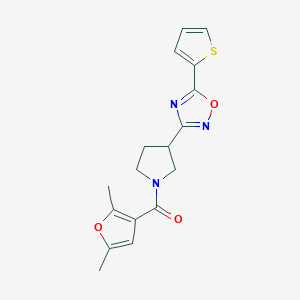 molecular formula C17H17N3O3S B2629683 (2,5-Dimethylfuran-3-yl)(3-(5-(thiophen-2-yl)-1,2,4-oxadiazol-3-yl)pyrrolidin-1-yl)methanone CAS No. 2034412-64-9