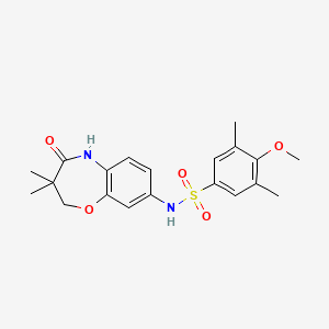 molecular formula C20H24N2O5S B2629707 N-(3,3-dimethyl-4-oxo-2,3,4,5-tetrahydrobenzo[b][1,4]oxazepin-8-yl)-4-methoxy-3,5-dimethylbenzenesulfonamide CAS No. 922051-36-3