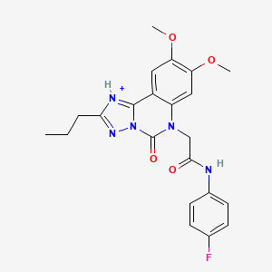 molecular formula C22H22FN5O4 B2629730 2-{8,9-dimethoxy-5-oxo-2-propyl-5H,6H-[1,2,4]triazolo[1,5-c]quinazolin-6-yl}-N-(4-fluorophenyl)acetamide CAS No. 2380179-79-1