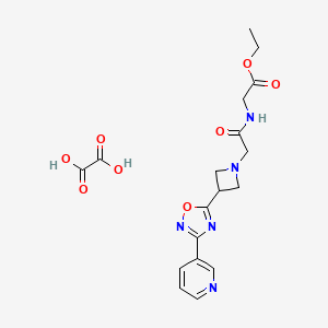 molecular formula C18H21N5O8 B2629731 Ethyl 2-(2-(3-(3-(pyridin-3-yl)-1,2,4-oxadiazol-5-yl)azetidin-1-yl)acetamido)acetate oxalate CAS No. 1351648-77-5
