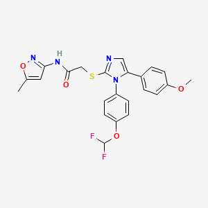 molecular formula C23H20F2N4O4S B2629735 2-((1-(4-(difluoromethoxy)phenyl)-5-(4-methoxyphenyl)-1H-imidazol-2-yl)thio)-N-(5-methylisoxazol-3-yl)acetamide CAS No. 1226458-03-2